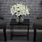 16" White Lily Silk Arrangement with Glass Vase